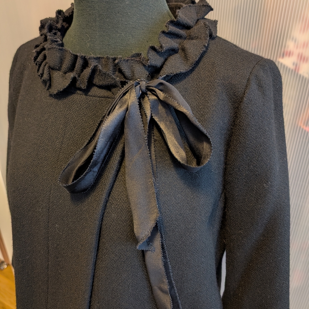 J. Crew Black Ruffle-Trim Jacket